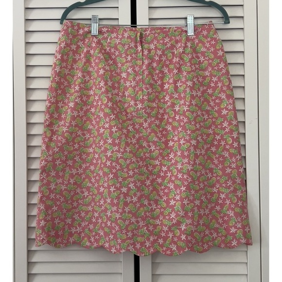 Vtg Lilly Pulitzer Women's Skirt Pink Floral Pineapple Scallop Hem Size 8 - Picture 4 of 8
